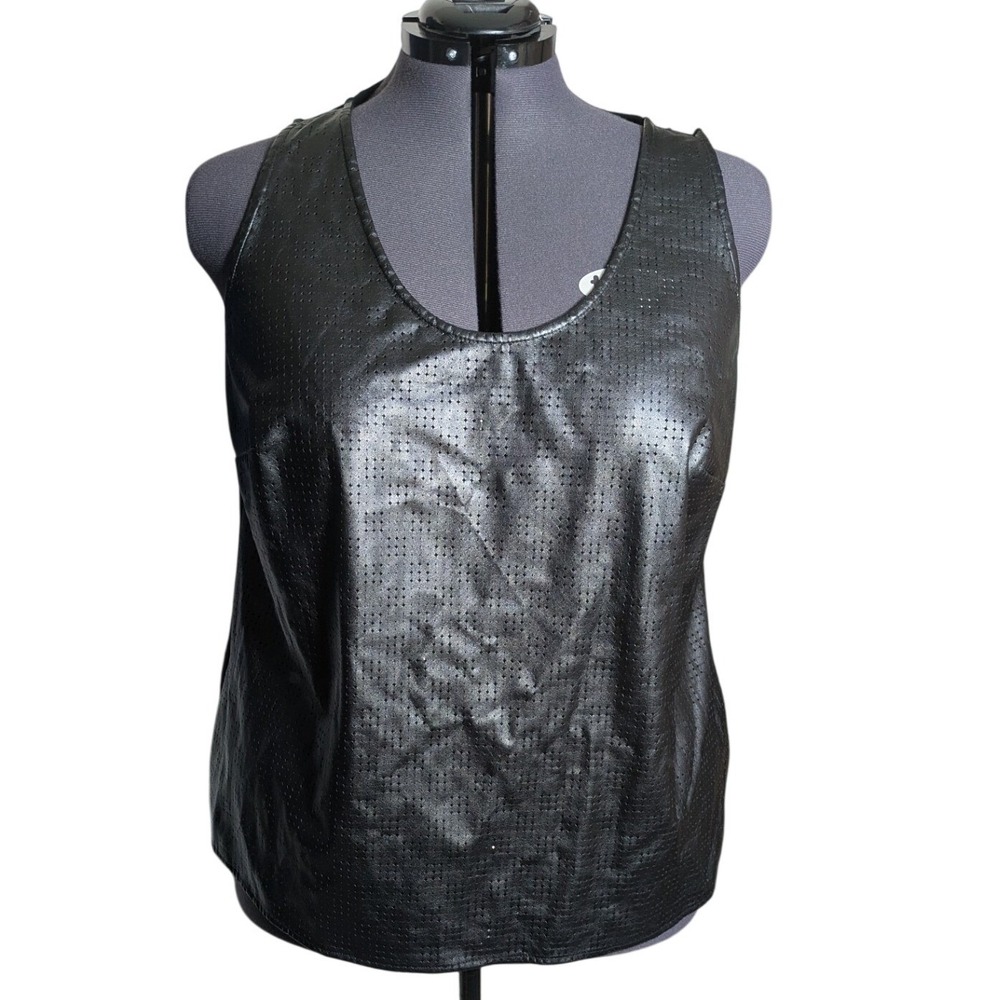 Goth Perforated Faux Leather Tank Top Simply Be Size 20
